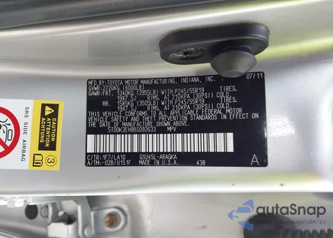 2011 Toyota Highlander Limited V6 z USA, uszkodzony, nr VIN 5TDDK3EH8BS092633